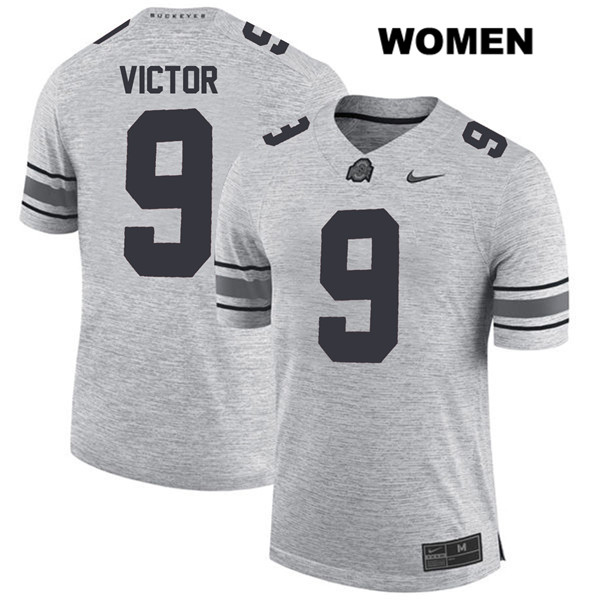 Ohio State Buckeyes Women's Binjimen Victor #9 Gray Authentic Nike College NCAA Stitched Football Jersey VZ19Y55SP